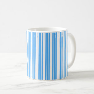 Blue and white candy stripes coffee mug