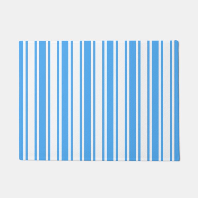 Blue and white candy stripes doormat (Front)