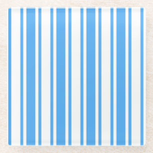 Blue and white candy stripes glass coaster