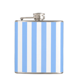Blue and white candy stripes hip flask