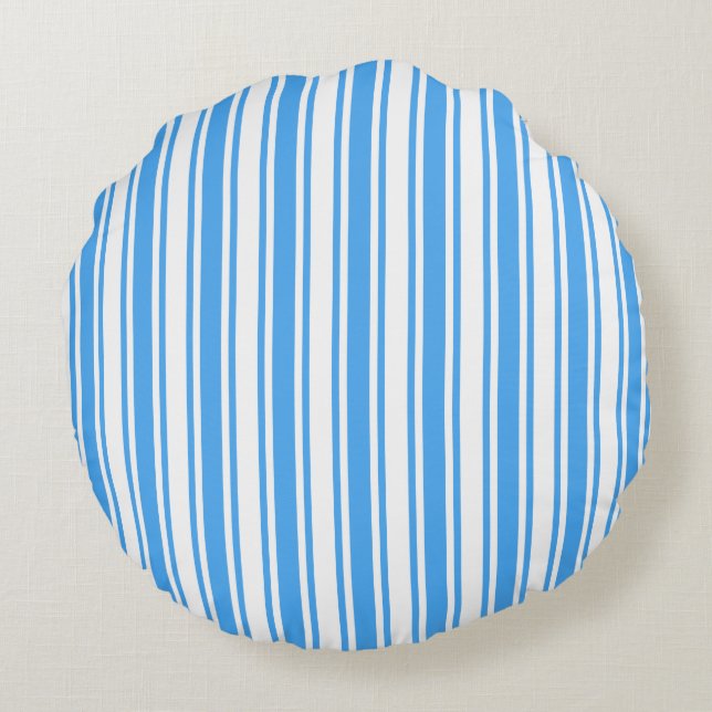 Blue and white candy stripes round pillow (Back)