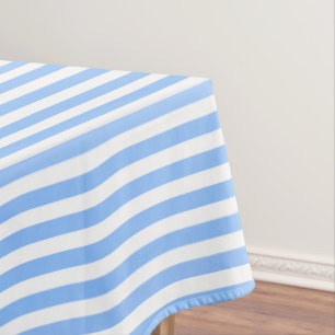 Blue and white candy stripes tablecloth