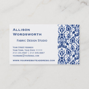Blue and White Casbah Damask Business Card