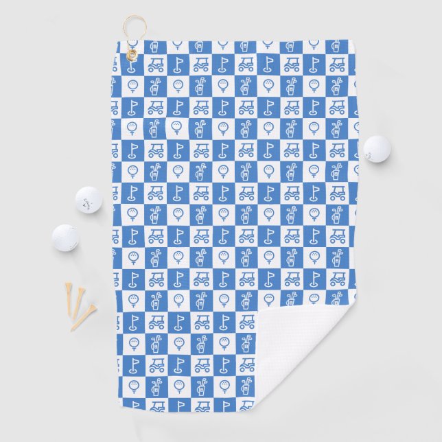 Blue and White Checkboard Golf Towel (InSitu)