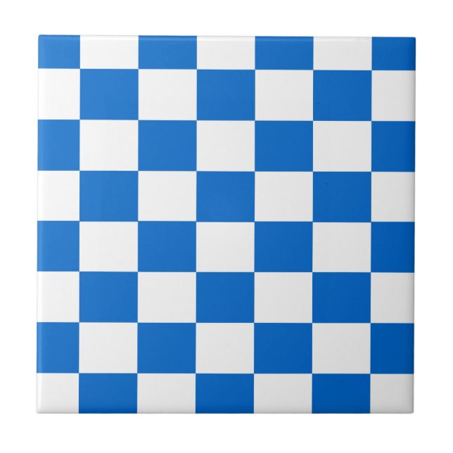 Blue and White Checkerboards Tile (Front)