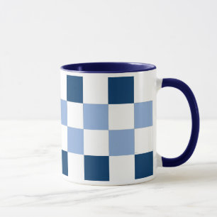 Blue and White Chequerboard Mug