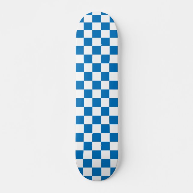 blue and white Chequerboard Pattern Skateboard (Front)