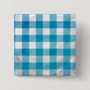 Blue and White Chequered Buffalo Plaid 2 Inch Square Button
