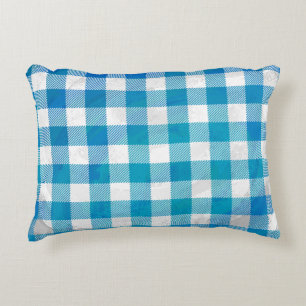 Blue and White Chequered Buffalo Plaid Accent Pillow