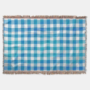 Blue and White Chequered Buffalo Plaid Throw Blanket
