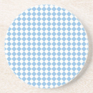 Blue and White Chequered Diamond Pattern Coaster