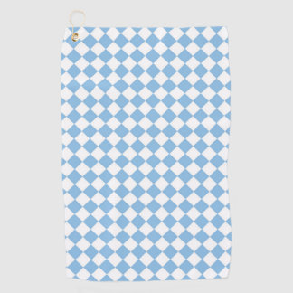 Blue and White Chequered Diamond Pattern Golf Towel