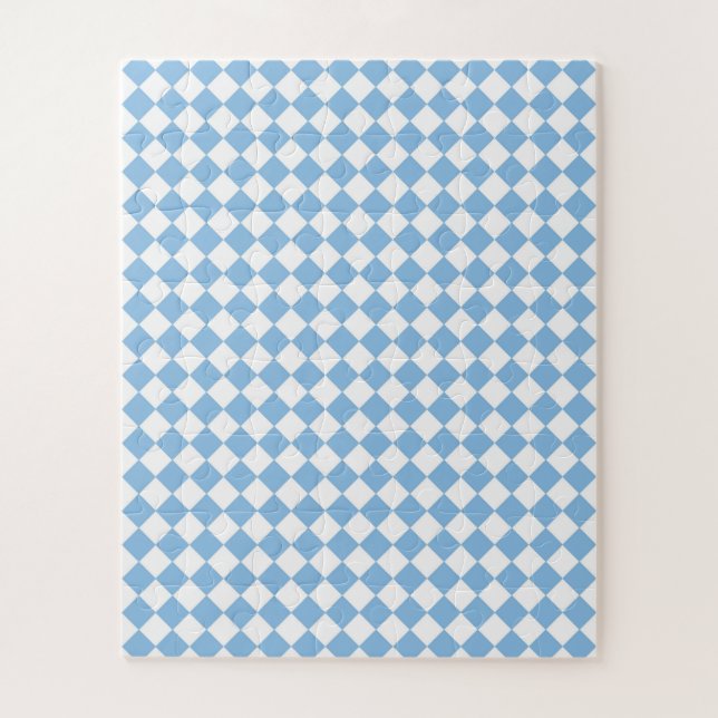 Blue and White Chequered Diamond Pattern Jigsaw Puzzle (Vertical)