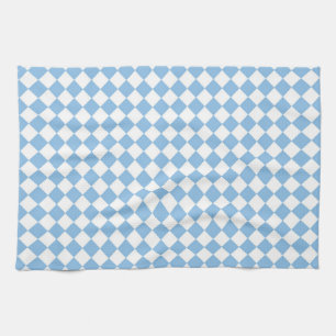 Blue and White Chequered Diamond Pattern Kitchen Towel