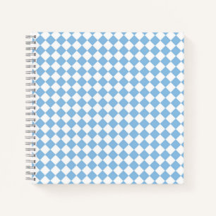 Blue and White Chequered Diamond Pattern Notebook