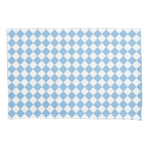 Blue and White Chequered Diamond Pattern Pillowcase