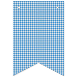 Blue and White Chequered Plaid. Bunting Flags