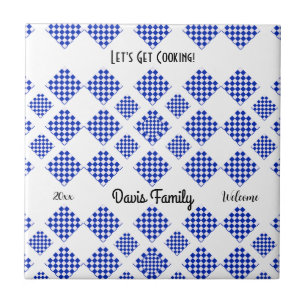 Blue and White Chequered  Tile