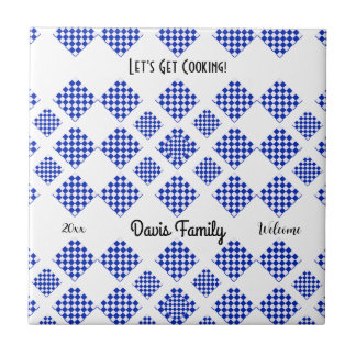 Blue and White Chequered Tile