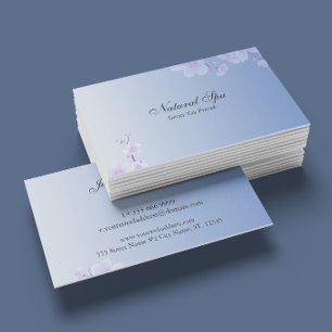 Blue And White Cherry Blossom Natural Spa Business Card