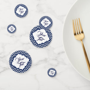 Blue And White Chevron Confetti