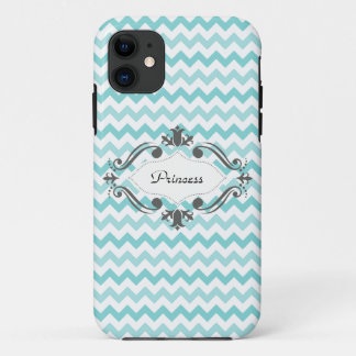 Blue and White Chevron IPhone Case