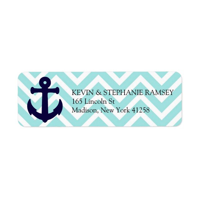 Blue and White Chevron Nautical Anchor (Front)