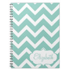 Blue and White Chevron Personalized Notebook