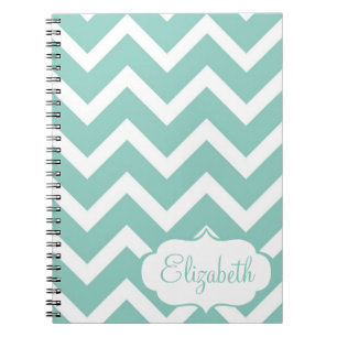 Blue and White Chevron Personalized Notebook