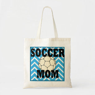 Blue and White Chevron Soccer Mom Tote Bag
