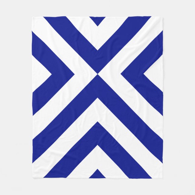 Blue and White Chevrons Fleece Blanket (Front)