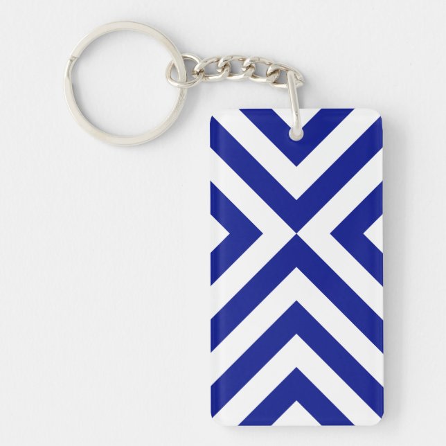 Blue and White Chevrons Keychain (Front)