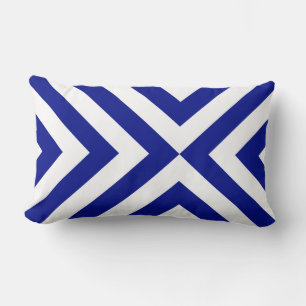 Blue and White Chevrons Lumbar Pillow
