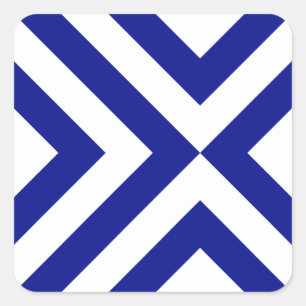 Blue and White Chevrons Square Sticker