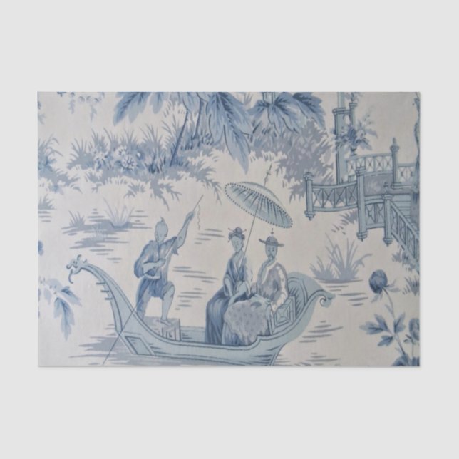 Blue and White Chinese Chinoiserie Decoupage Tissue Paper (Front)