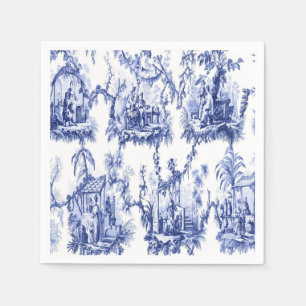 Blue and White Chinese Chinoiserie Paper  Napkin