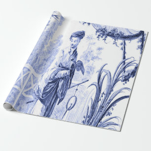 Blue and White Chinese Chinoiserie Wrapping Paper