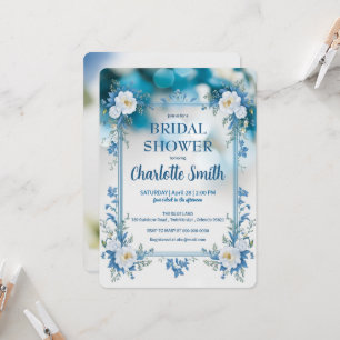 blue and white Chinoiserie antique bridal shower Invitation