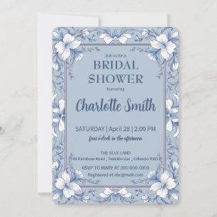 Blue and white Chinoiserie antique bridal shower Invitation