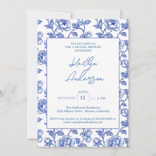 Blue and White Chinoiserie Bridal Shower Invitation