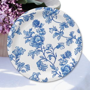 Blue and White Chinoiserie Bridal Shower Paper Plate