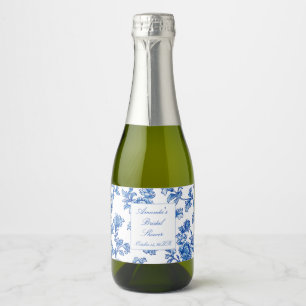 Blue and White Chinoiserie Bridal Shower  Sparkling Wine Label