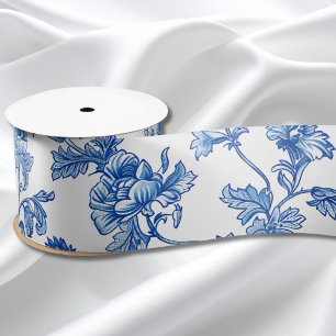 Blue and White Chinoiserie Bridesmaid Gift Satin Ribbon