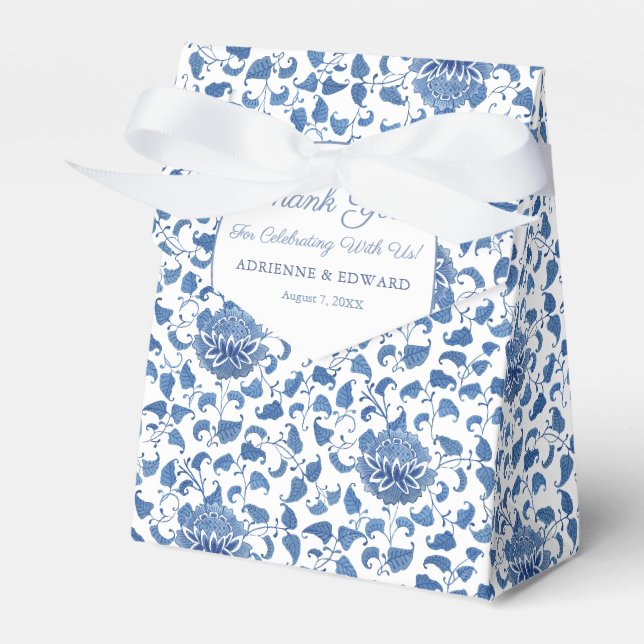 Blue And White Chinoiserie Chic Wedding Shower Favor Box (Front Side)