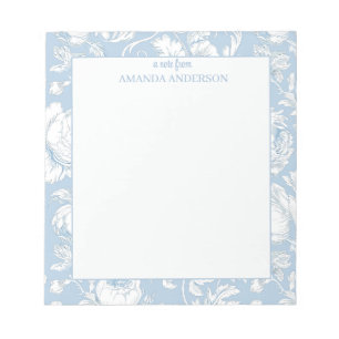 Blue and White Chinoiserie Custom Name Notepad
