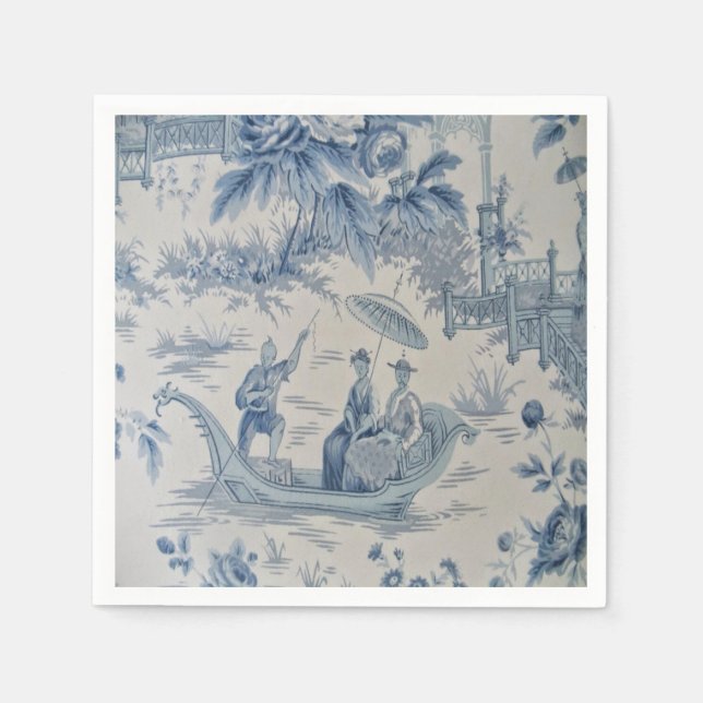 Blue and White Chinoiserie Decoupage Napkin (Front)