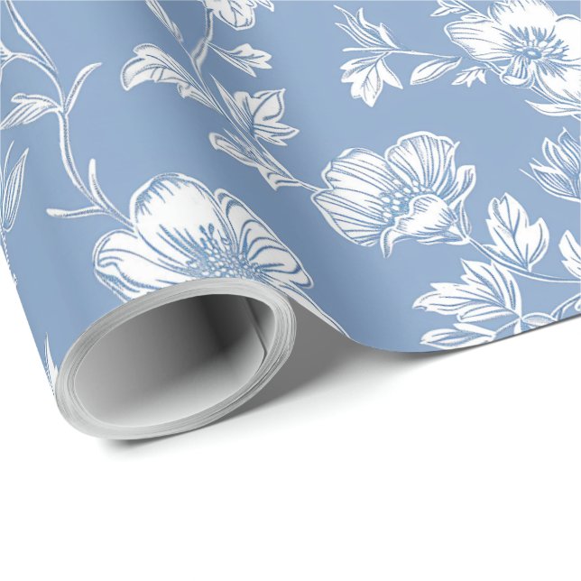Blue and White Chinoiserie Decoupage Wrapping Paper (Roll Corner)