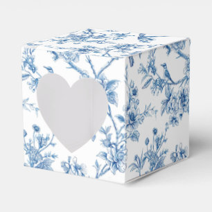 Blue and White Chinoiserie Floral Birds Favor Box