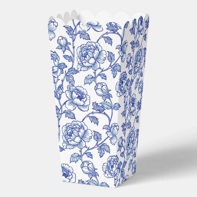 Blue and White Chinoiserie Floral Flowers Favor Box (Back)