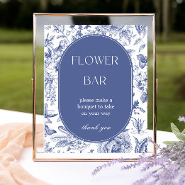 Blue and White Chinoiserie Flower Bar Sign